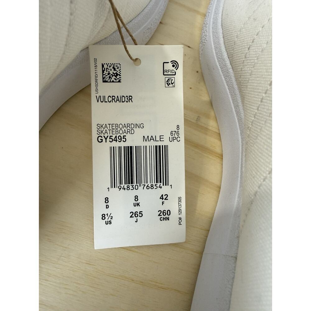 New Adidas Mens Vulc Raid3r GY5495 White Casual Shoes Sneakers Size US 8.5 EU 42 - Picture 10 of 11